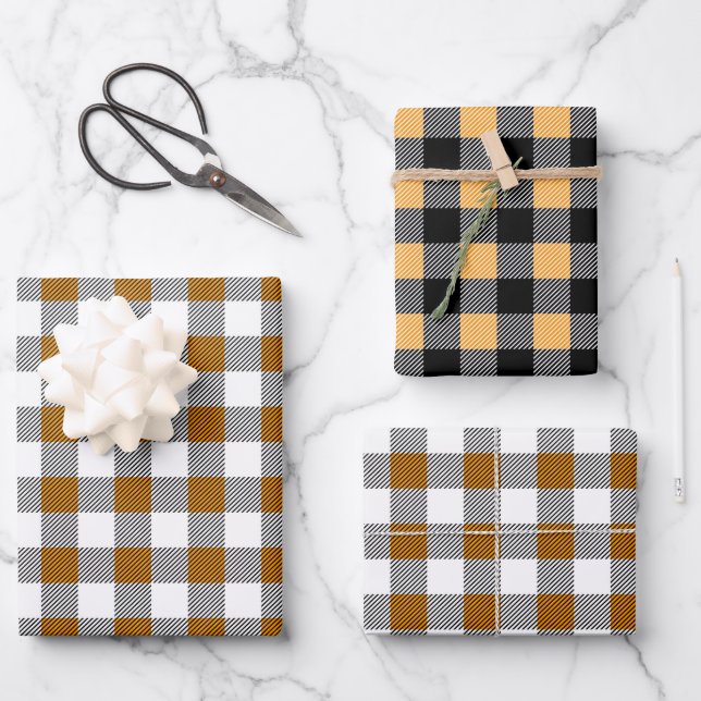 Rustikales Fall Buffalo Plaid Muster Geschenkpapier Set (Vorderseite)