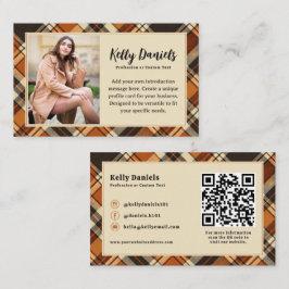 Rustikales Fall-Cotattcore Kariertes benutzerdefin Visitenkarte