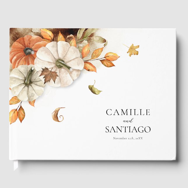 Rustikales Fall Foliage Foto Hochzeit Gästebuch (Vorderseite)