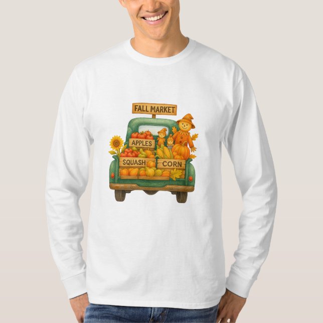 Rustikales Fall Market Truck Tee Shirt (Vorderseite)