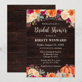 Rustikales Fall Orange Pumpkin Floral Brautparty Einladung