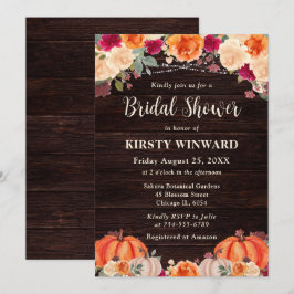 Rustikales Fall Orange Pumpkin Floral Brautparty Einladung