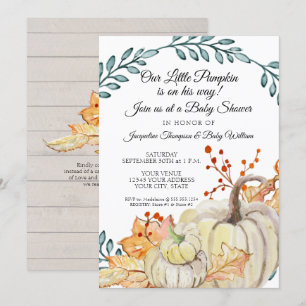 Rustikales Fallleaf in Wood Pumpkin Boy Baby Shoot Einladung