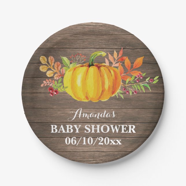 Rustikales Fallpumpen-Babydusche Pappteller (Vorderseite)