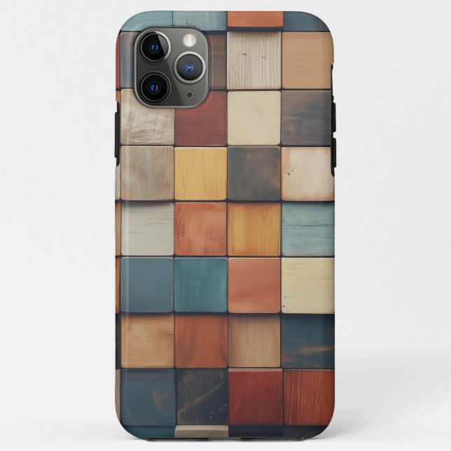 Rustikales farbenfrohes Holzblockmuster Case-Mate iPhone Hülle (Rückseite)