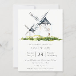 Rustikales Farm Windmill Thema Brautparty einladen Dankeskarte