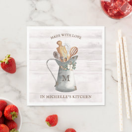 Rustikales Farmhouse Namenspapier Serviette