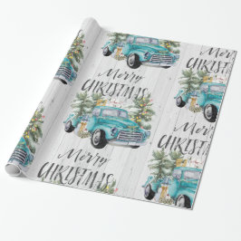 Rustikales Farmhouse Truck Weihnachtswrapping Papi Geschenkpapier