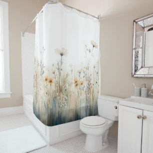 Rustikales Feld der Wildblumen Aquarell Duschvorhang