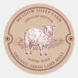 Rustikales Feld für Lamm-Logos Runder Aufkleber