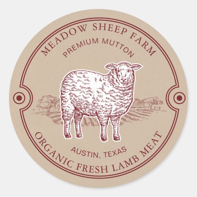 Rustikales Feld für Lamm-Logos Runder Aufkleber (Vorderseite)