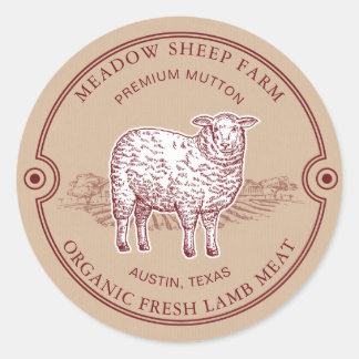 Rustikales Feld für Lamm-Logos Runder Aufkleber
