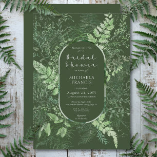 Rustikales Fern Green Foliage Emerald Brautparty Einladung