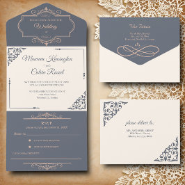 Rustikales Filigree, Hochzeit All In One Einladung