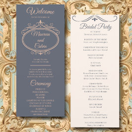 Rustikales Filigree-Hochzeitsprogramm Menükarte