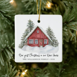 Rustikales First Christmas New Zuhause Woodland Keramikornament