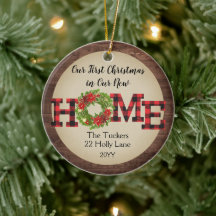 Rustikales First Christmas Zuhause Wreath Karierte