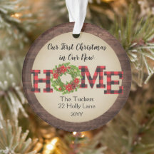 Rustikales First Christmas Zuhause Wreath Karierte