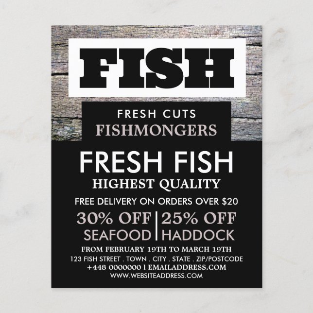 Rustikales Fischmonger/Ehefrau, Fischmarktwerbung Flyer (Vorne)
