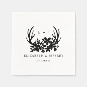 Rustikales Floral Antler Woodland Hochzeit Napkins Serviette