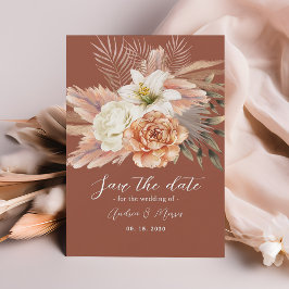 Rustikales Floral Boho Terracotta Wedding Save The Date