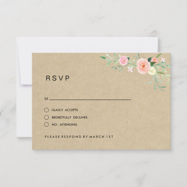 Rustikales Floral Boho Wedding RSVP Karte (Vorderseite)