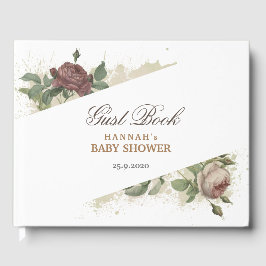 Rustikales floral Burgundy Marsala Moderne Babydus Gästebuch