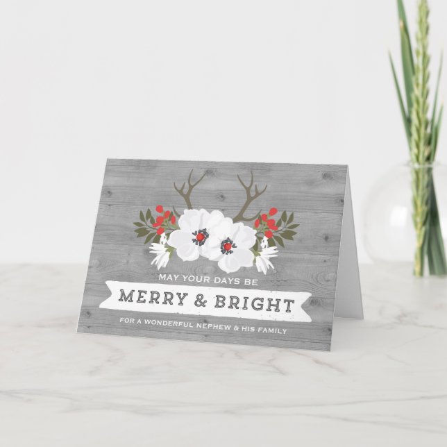 Rustikales Floral Nephew und Weihnachten der Famil (Vorderseite)