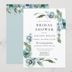 Rustikales, florales blaues Brautparty Einladung