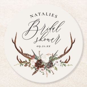 Rustikales, florales botanisches Brautparty Runder Pappuntersetzer