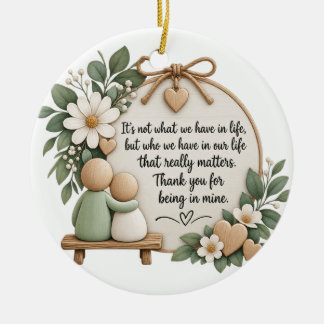 Rustikales florales Dankbarkeitszitat Freundschaft Keramik Ornament