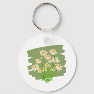 Rustikales florales Design auf grünem Hintergrund Schlüsselanhänger