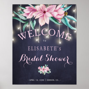 Rustikales florales Empfangsschild für Brautparty  Poster