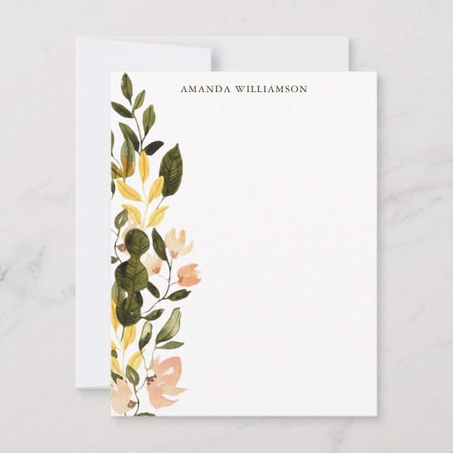 Rustikales, florales Personalisiertes Geschirr Mitteilungskarte (Vorderseite)