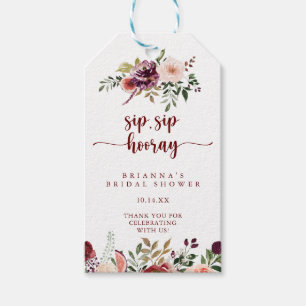 Rustikales, florales Sip Hooray Brautparty Geschenkanhänger