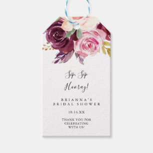 Rustikales, florales Sip Hooray Brautparty Geschenkanhänger