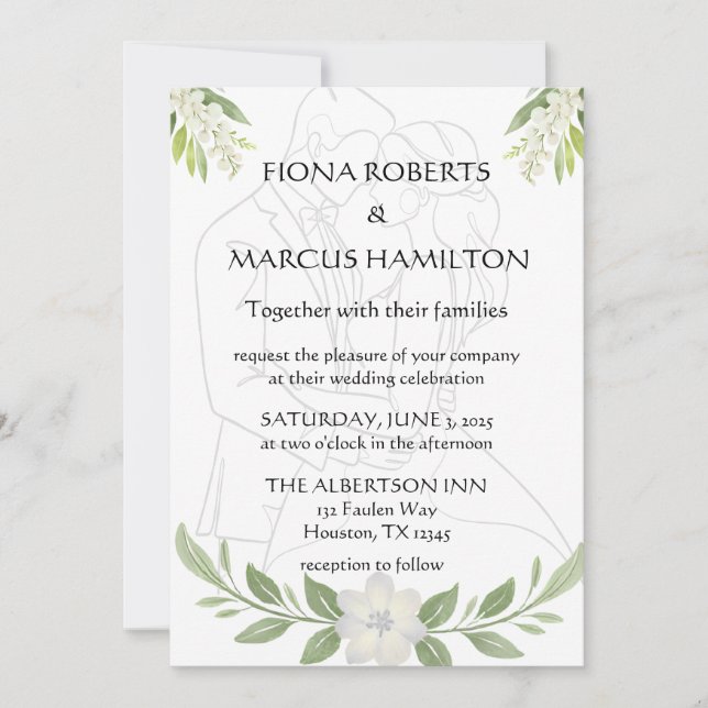 Rustikales florales und Minimalistisches Elegant S Save The Date (Vorderseite)
