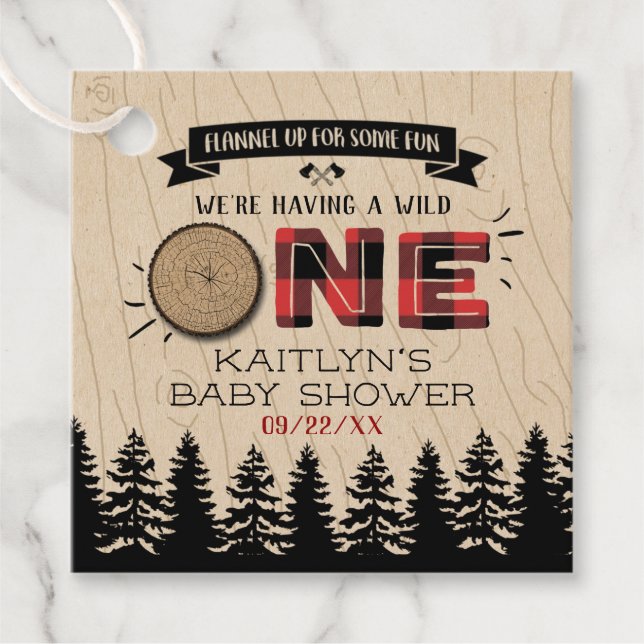 Rustikales Forest Buffalo Kariert Wild One Baby Du Geschenkanhänger (Vorderseite)