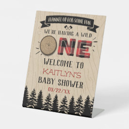Rustikales Forest Buffalo Kariert Wild One Baby Du Sockelschild