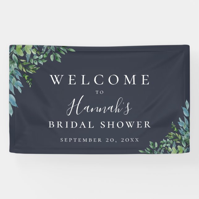 Rustikales Forest Foliage Navy Blue Party Banner (Horizontal)