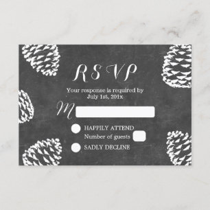 Rustikales Forest Pine Cones Chalkboard Wedding RS RSVP Karte