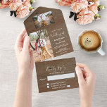 Rustikales Foto All In One Einladung<br><div class="desc">Rustikales Holz Foto Land Hochzeit alles in einem All in One Invitation and RSVP Karte. Für Frühling,  Sommer,  Herbst oder Winterhochzeit. Sie können ganz einfach eigene Fotos hinzufügen,  um sie zu personalisieren und Ihren eigenen Text hinzuzufügen. Wenn Sie Hilfe benötigen,  kontaktieren Sie mich unter pixelshoot3@gmail.com.</div>