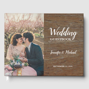 Rustikales Foto aus dunklem Holz Hochzeit Gästebuch