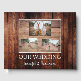 Rustikales Foto aus dunklem Stallholz Hochzeit Gästebuch