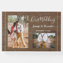 Rustikales Foto aus Holz Hochzeit Gästebuch