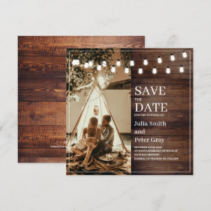 Rustikales Foto aus Holz Save the Date Einladung