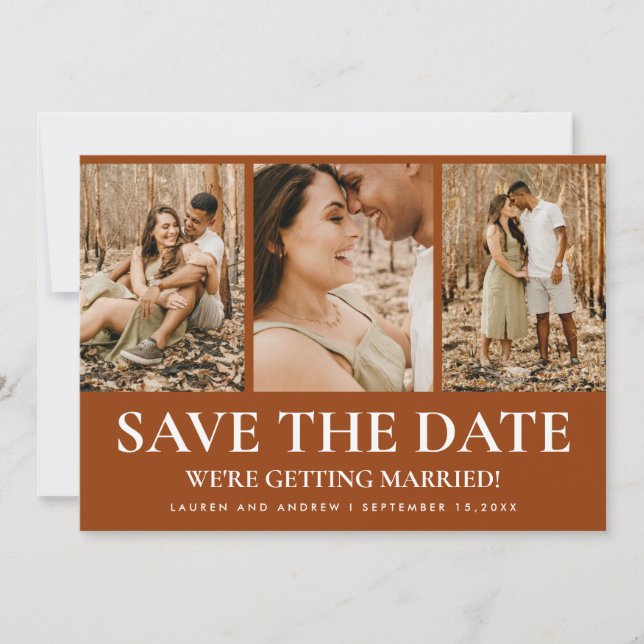 Rustikales Foto Boho Terracotta Burnt Orange Weddi Save The Date (Vorderseite)