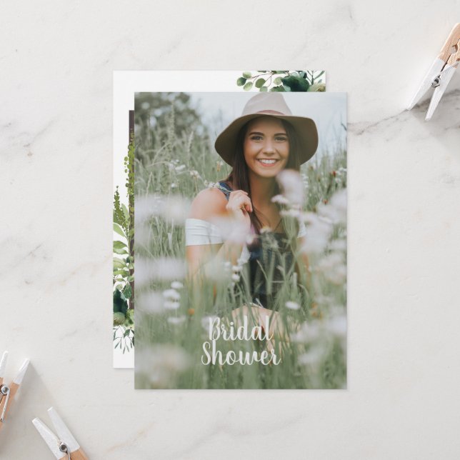 Rustikales Foto-Brautparty Einladung (Vorderseite/Rückseite Beispiel)