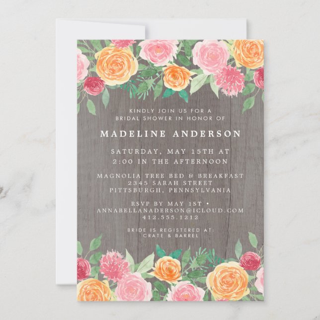 Rustikales Foto-Brautparty Einladung (Vorderseite)