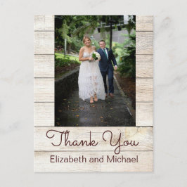 Rustikales Foto Chic Moderne Hochzeit Danke Postkarte